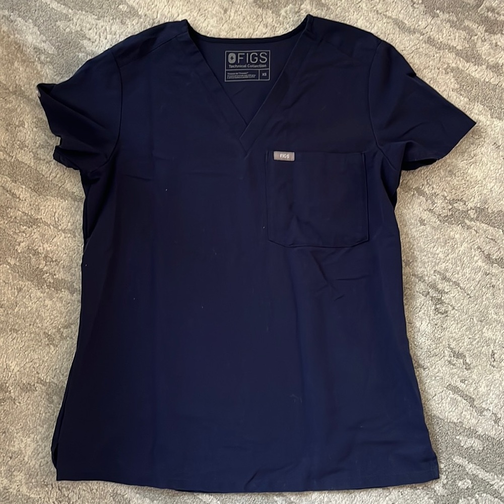 Figs Navy Blue One Pocket Scrub Top